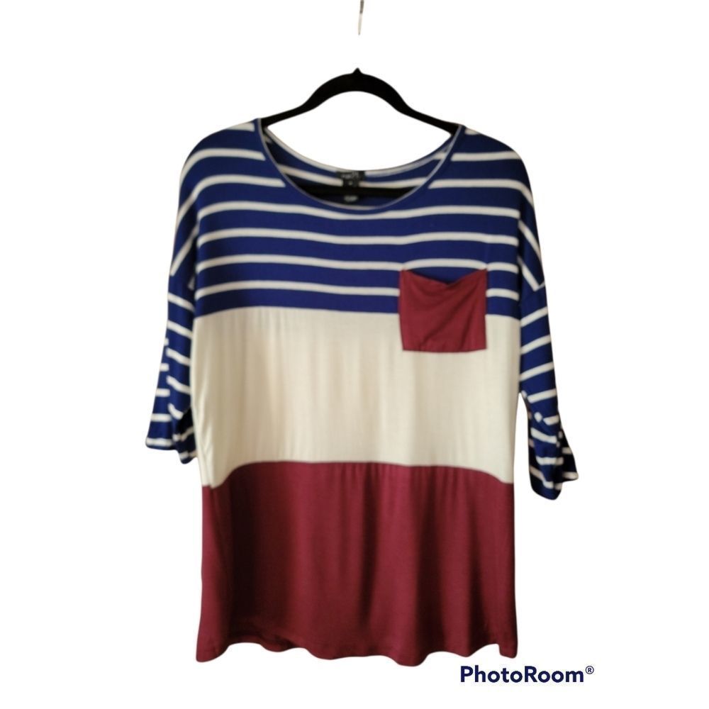 Rue21 Fresh Color Block Top 3/4 Sleeves Medium NWT